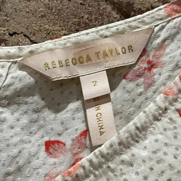 Rebecca Taylor Silk Blend Ruched Short Sleeve Top Size 2 - Picture 4 of 7